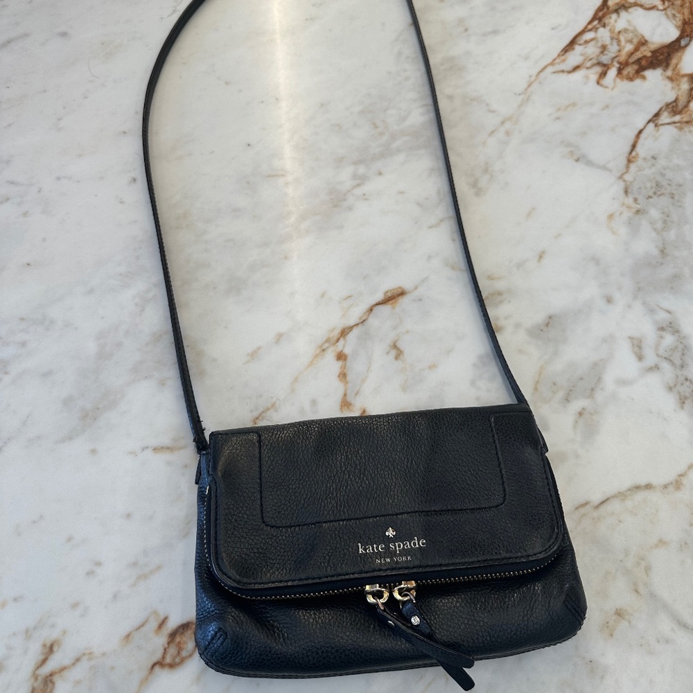 Kate Spade Mansfield Mariana Palomino Black Leather Crossbody Handbag